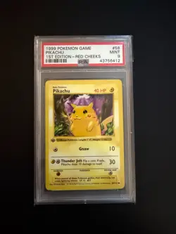 1999 Pokemon Pikachu Red Cheeks 1st Edition PSA 9 - Image 1