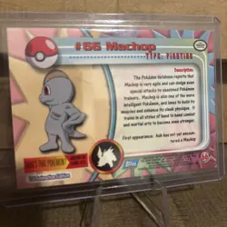 Machop #66 Textured Holo Foil 1999 Topps Pokemon TV Animation Edition - Image 2