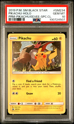 2019 POKEMON SM BLACK STAR PROMO #SM234 PIKACHU & EVEE HOLO PSA 10 (LOW POP) - Image 1