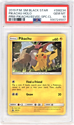 2019 POKEMON SM BLACK STAR PROMO #SM234 PIKACHU & EVEE HOLO PSA 10 (LOW POP) - Image 2