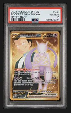 2025 POKEMON DRI EN-DESTINED RIVALS HYPER RARE TEAM ROCKET'S MEWTWO EX PSA 10 - Image 1