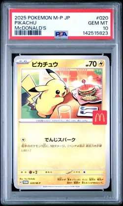2025 Pokemon M-P JP Japanese Pikachu McDonald's #020 PSA 10 GEM MINT - Image 1