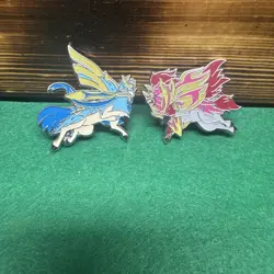 Shiny Zacian and Zamazenta - Pokemon TCG Enamel Pins Crown Zenith Official - Image 1