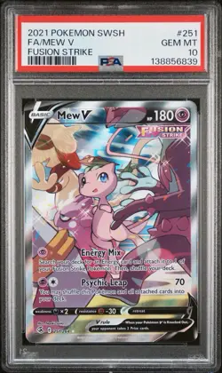 2021 POKEMON SWORD & SHIELD FUSION STRIKE #251 FULL ART/MEW V PSA 10 - Image 1