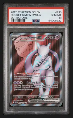2025 POKEMON DRI EN-DESTINED RIVALS ULTRA RARE TEAM ROCKET'S MEWTWO EX PSA 10 - Image 1