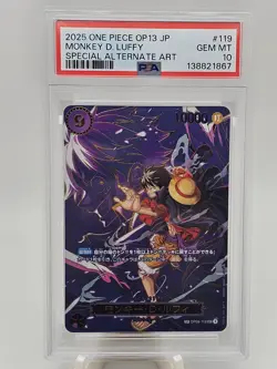 2025 One Piece Japanese OP13 Monkey D Luffy SP Alternate Art PSA 10 - Image 1