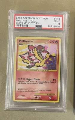 2009 Pokemon Platinum Supreme Victors Holo Card #149/147 Moltres PSA 9 - Image 1
