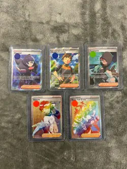 Pokemon 5 Card Lot NM Pokemon Rainbow Trainer & Full Art Supporter Cards - Image 1