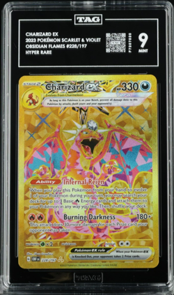 2023 Pokemon S&V Obsidian Flames - CHARIZARD EX - Hyper Rare Card 228/197 TAG 9 - Image 1
