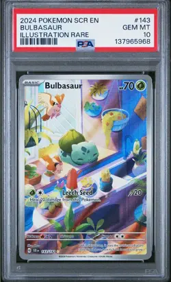 Pokemon TCG Bulbasaur Stellar Crown Illustration Rare Card 143/142 PSA 10 - Image 1
