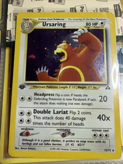 Pokemon TCG Ursaring 1 EDITION 15/75 Neo Discovery Holo Rare - Image 1