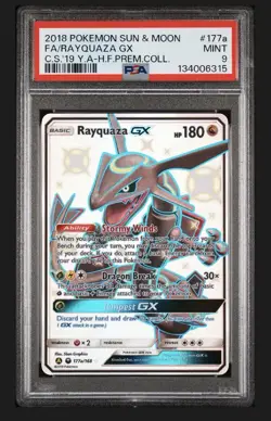 Pokemon Sun & Moon Rayquaza GX 177a/168 Full Art Promo Holo PSA 9 - Image 1