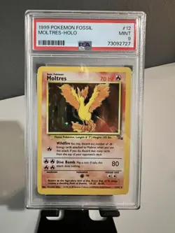 1999 Pokemon Fossil Base Set - #12/62 Moltres Holo - PSA 9 - Image 1