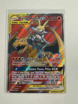 Pokemon Charizard & Braixen GX Full Art Cosmic Eclipse 212/236 Sun and Moon - Image 1
