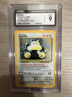 1999 Pokemon Jungle Snorlax CGC 9 Mint Holo #11 No Set Symbol - Image 1