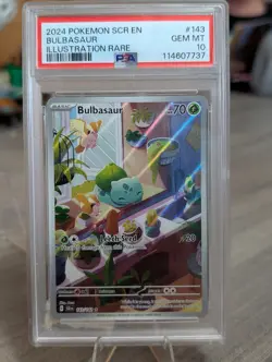 2024 Pokemon Stellar Crown Bulbasaur 143/142 Illustration Rare PSA 10 New Cert - Image 1