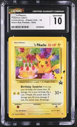 CGC 10 Birthday Pikachu Pokemon Celebrations Classic Collection - 24 - Image 1
