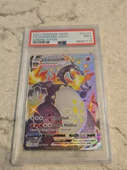 2021 POKEMON SWORD & SHIELD SHINING FATES #SV107 FULL ART/CHARIZARD VMAX PSA 9 - Image 1