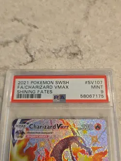 2021 POKEMON SWORD & SHIELD SHINING FATES #SV107 FULL ART/CHARIZARD VMAX PSA 9 - Image 2