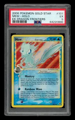 2006 Pokemon Ex Dragon Frontiers: #101 Mew-Holo PSA 5 EX - Image 1