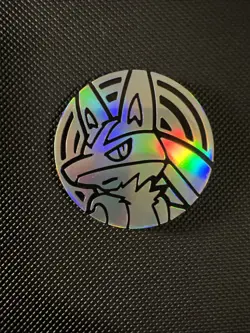 Pokemon TCG Lucario Collectible Coin Silver Rainbow Mirror Holofoil NM/M - Image 1