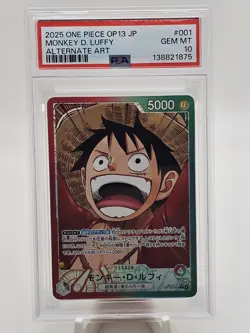 2025 One Piece Japanese OP13 Monkey D Luffy Alternate Art Leader PSA 10 - Image 1