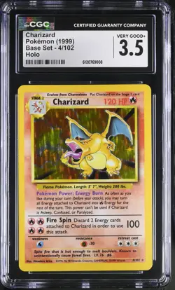 CGC 3.5 Charizard 4/102 Holo Unlimited Base Set Pokemon Card - Image 1