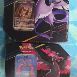 Pokemon Crown Zenith Galarian Articuno & Moltres Tin Trading Card Game - Image 1