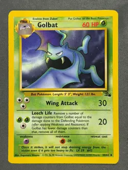 Golbat 34/62 Base Set Series Fossil UNCOMMON Stage 1 Pokemon Card 1999 WOTC NM - Image 1