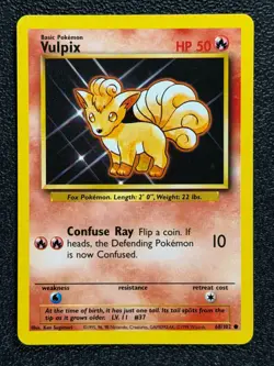 Vulpix 68/102 Base Set Series Base Set COMMON 1999 Pokemon Card WOTC NM - Image 1