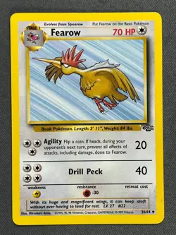 Fearow 36/64 Base Set Series Jungle Stage 1 Uncommon Pokemon Card WOTC NM - Image 1