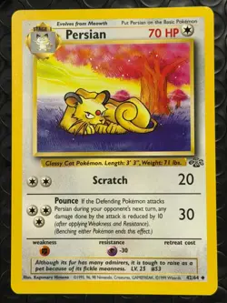Persian 42/64 Base Set Series Jungle Uncommon 1999 Stage 1 Pokemon Card TCG NM - Image 1