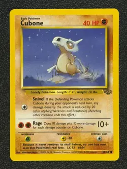 Cubone 50/64 Base Set Series Jungle Common 1999 Basic Pokemon Card TCG WOTC NM - Image 1
