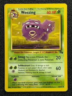 Weezing 45/62 Base Set Series Fossil UNCOMMON Stage 1 Pokemon Card 1999 WOTC MN - Image 1