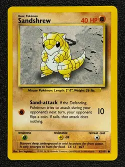Sandshrew 62/102 Base Set Series COMMON Basic POKEMON CARD 1999 - NM - Image 1