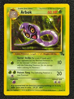 Arbok 31/62 Base Set Series Fossil UNCOMMON Stage 1 Pokemon Card 1999 WOTC NM - Image 1