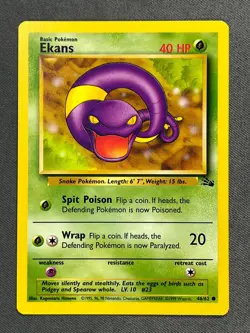Ekans 46/62 Base Set Series Fossil COMMON Basic Pokemon Card 1999 WOTC NM - Image 1