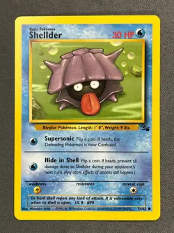Shellder 54/62 Base Set Series Fossil COMMON Basic Pokemon Card 1999 WOTC NM - Image 1