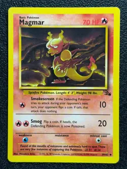 Magmar 39/62 Base Set Series Fossil UNCOMMON Basic Pokemon Card 1999 WOTC NM - Image 1