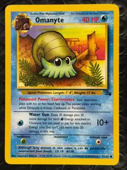 Omanyte 52/62 Base Set Series Fossil COMMON Stage 1 Pokemon Card 1999 WOTC LP - Image 1