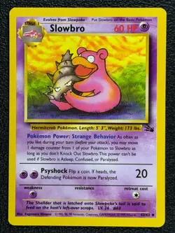 Slowbro 43/62 Base Set Series Fossil UNCOMMON Stage 1 Pokemon Card 1999 WOTC NM - Image 1