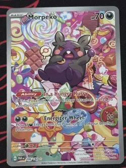 Pokemon TCG Morpeko Full Art Holo Illustration Rare Card 206/182 Paradox Rift NM - Image 1