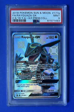 2018 Pokemon Sun & Moon FA/Rayquaza GX CS 19 YA - HF PREM COLL #177a PSA 9 MINT - Image 1