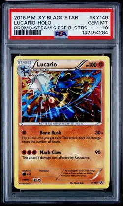 2016 POKEMON XY BLACK STAR PROMO BLISTERS #XY140 LUCARIO HOLO PSA 10 NEW CERT - Image 1