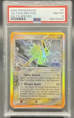 2005 POKEMON EX DELTA SPECIES #7 JOLTEON-REVERSE FOIL PSA 8 - Image 1