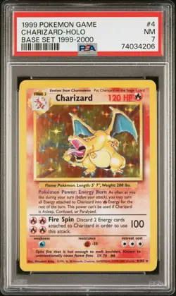 PSA 7 - Pokemon Base Set Charizard - 4th Print - 1999-2000 - UK print - POP 99 - Image 1