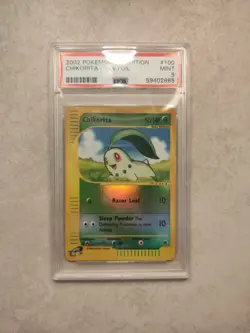 Pokemon Chikorita 100/165 Reverse - PSA 9 (2002 Expedition) - Image 1