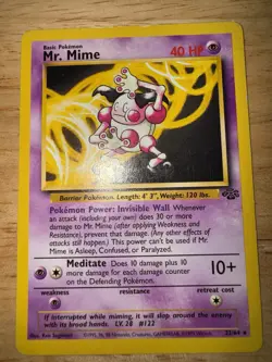 Pokemon TCG Mr. Mime 22/64 Jungle Set Unlimited Non-Holo Rare LP - Image 1