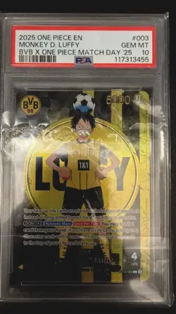 Bandai Monkey D. Luffy BVB x One Piece Match Day '25 Promo #003 PSA 10 - Image 1