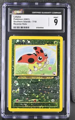 CGC 9 MINT Ledyba 2001 Southern Islands 7/18 Reverse Holo Pokemon Card - Image 1